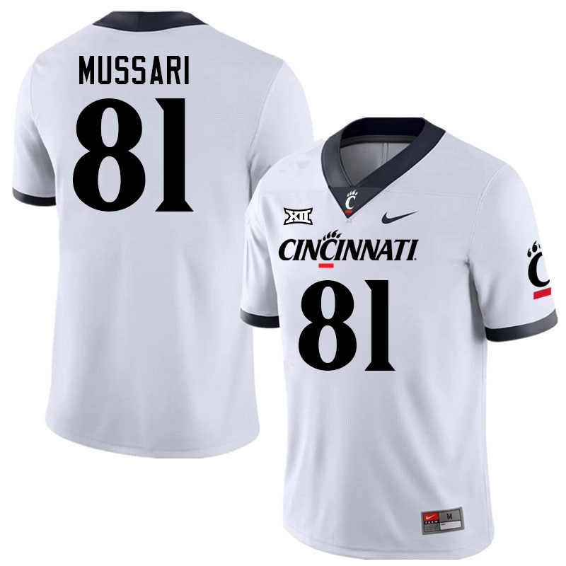 Cincinnati Bearcats #81 Michael Mussari Big 12 Conference College Football Jerseys Stitched Sale-White